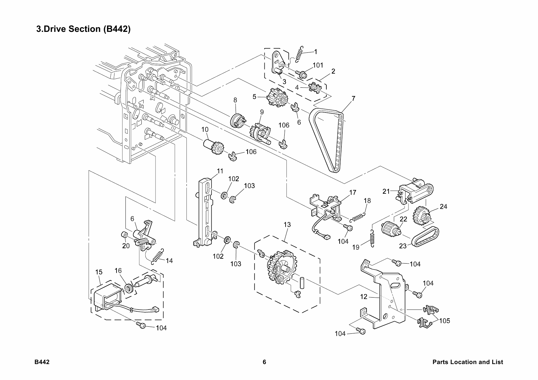 RICOH Options B442 500-SHEET-FINISHER Parts Catalog PDF download-3